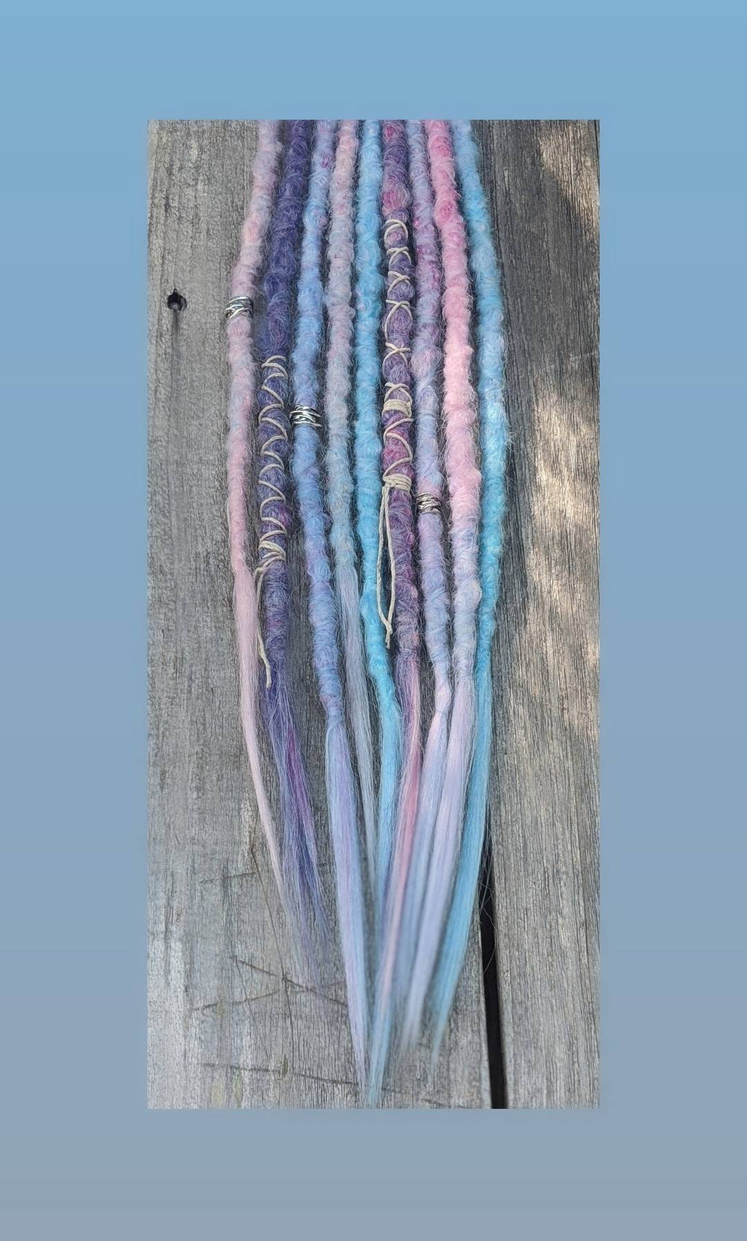 Pastel Unicorn Dreads Set of 10 Single-Ended Synthetic Dreadlocks - Made to Order. Free shipping! Natural Crochet Texture
