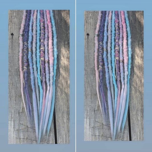 Pastel Unicorn Dreads Set of 10 Single-Ended Synthetic Dreadlocks - Made to Order. Free shipping! Natural Crochet Texture