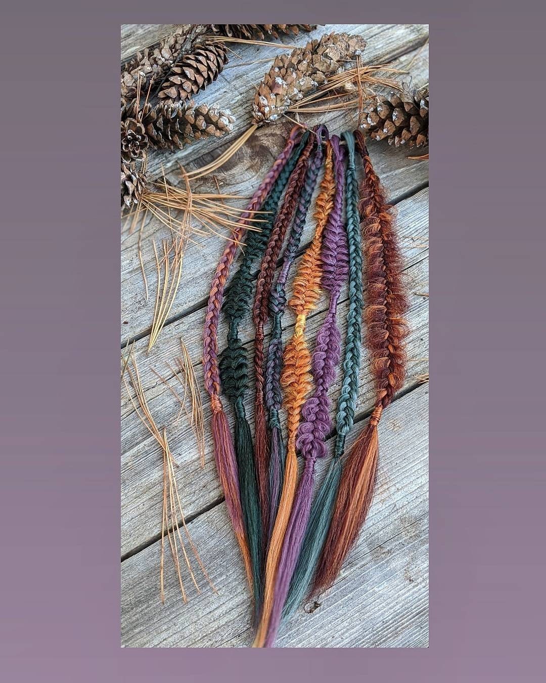 Braids accent set of 4 mixed puffy, fishtail, box, mixed braids. Pastel unicorn. Autumn. Mauve. Black Cherry. Black. Silver white. Silver.
