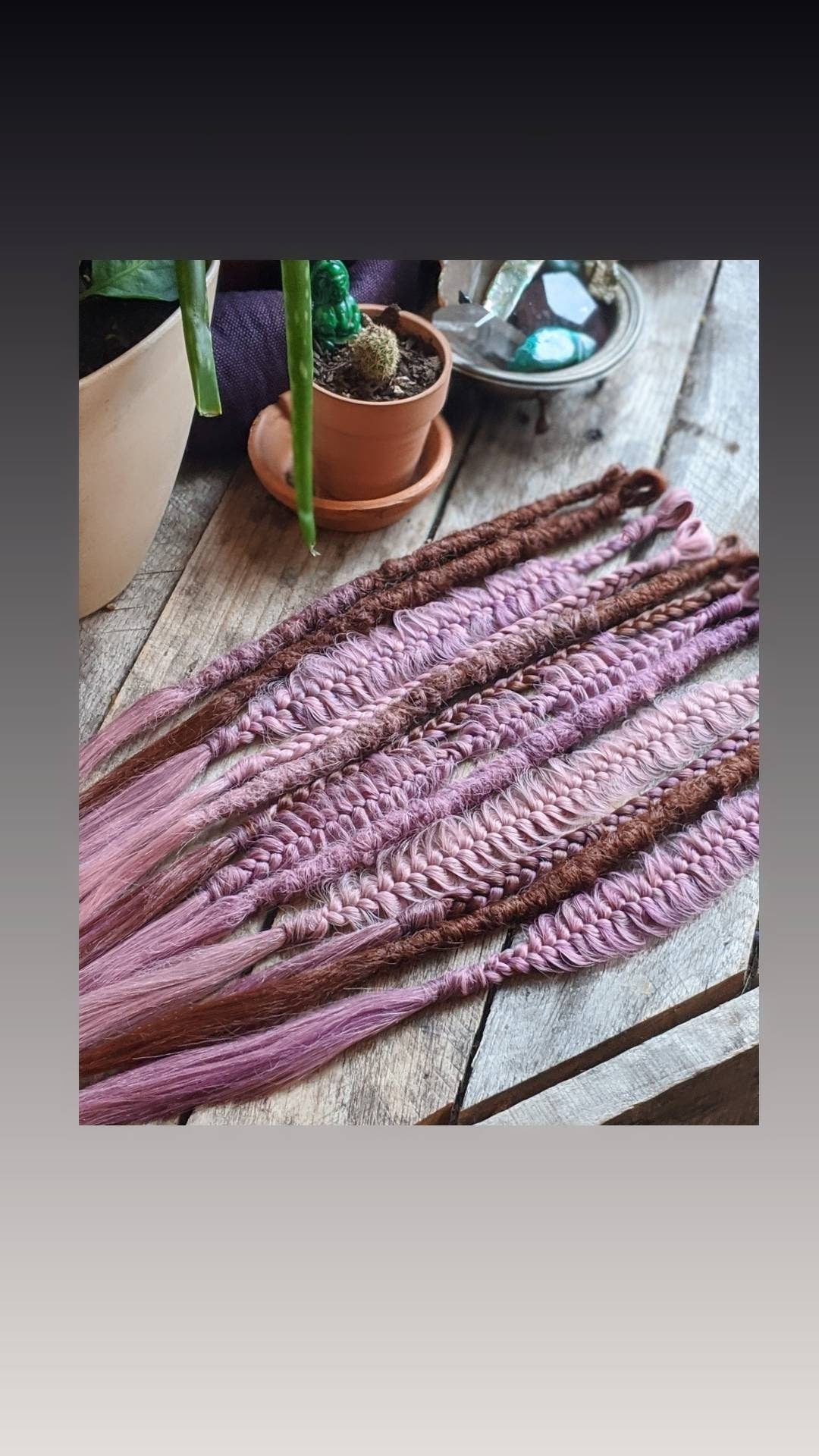 Black Cherry, Rose,Mauve, Vintage Pink, Brown  Dreads and Braids accent set. Natural Crochet Texture. Soft hair extensions