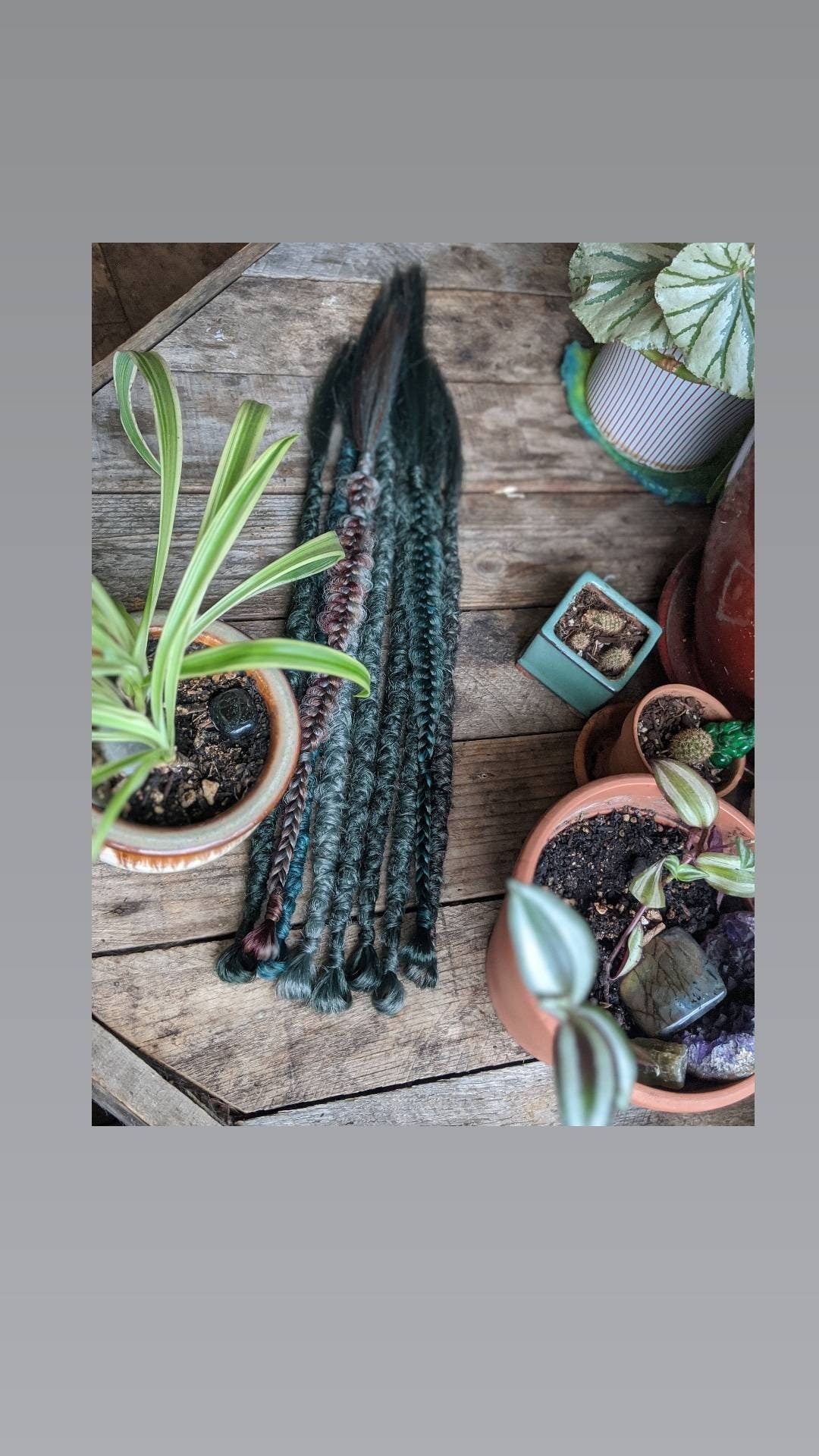 Forest Elf. Earthy Vibes Dreads and Braids Hair Extensions accent set. Brown, latte, forest green, sage, evergreen