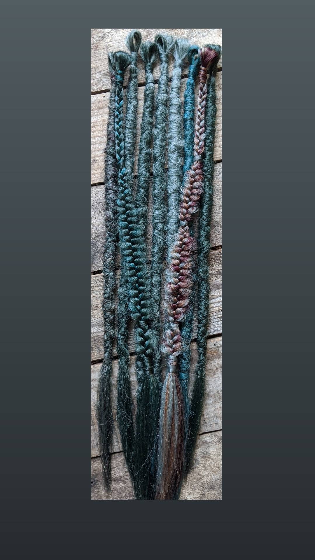 Forest Elf. Earthy Vibes Dreads and Braids Hair Extensions accent set. Brown, latte, forest green, sage, evergreen
