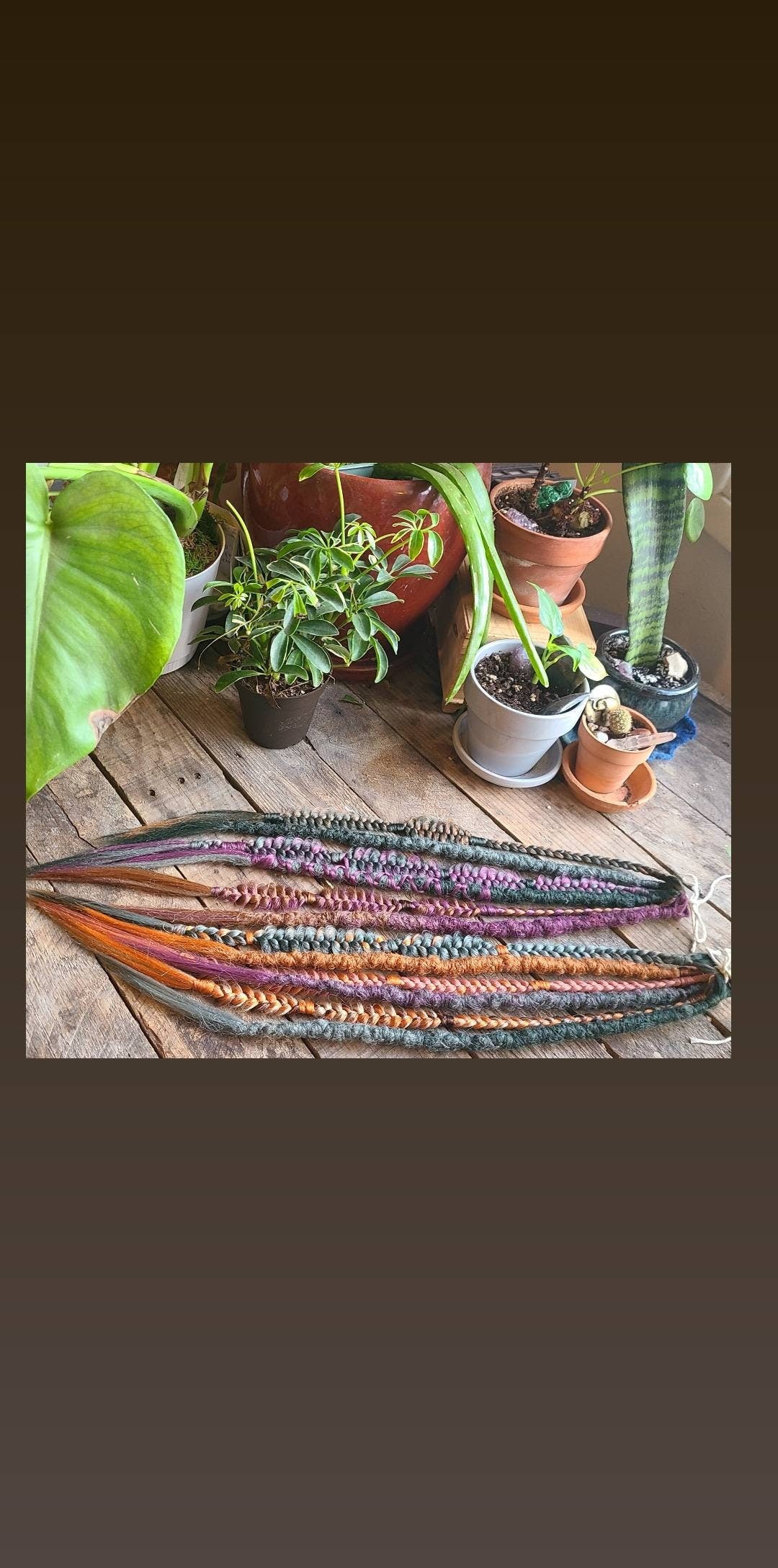 Autumn Earthy Rainbow Mix  Dreads and Braids Hair Extensions accent set. Brown, orange, auburn, plum, forest green, sage