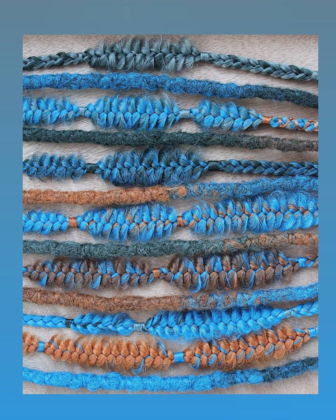 Dreads and Braids Accent Set Aqua Blue Green Sage Copper Orange