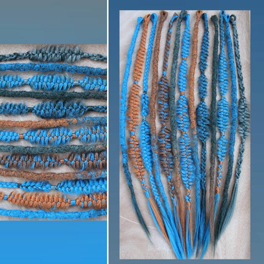 Dreads and Braids Accent Set Aqua Blue Green Sage Copper Orange