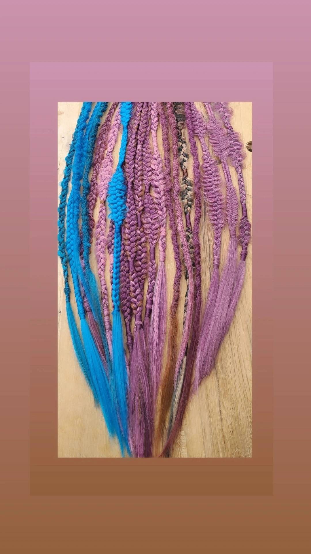 Rose Mauve Plum Teal Braids and Dreads Mix