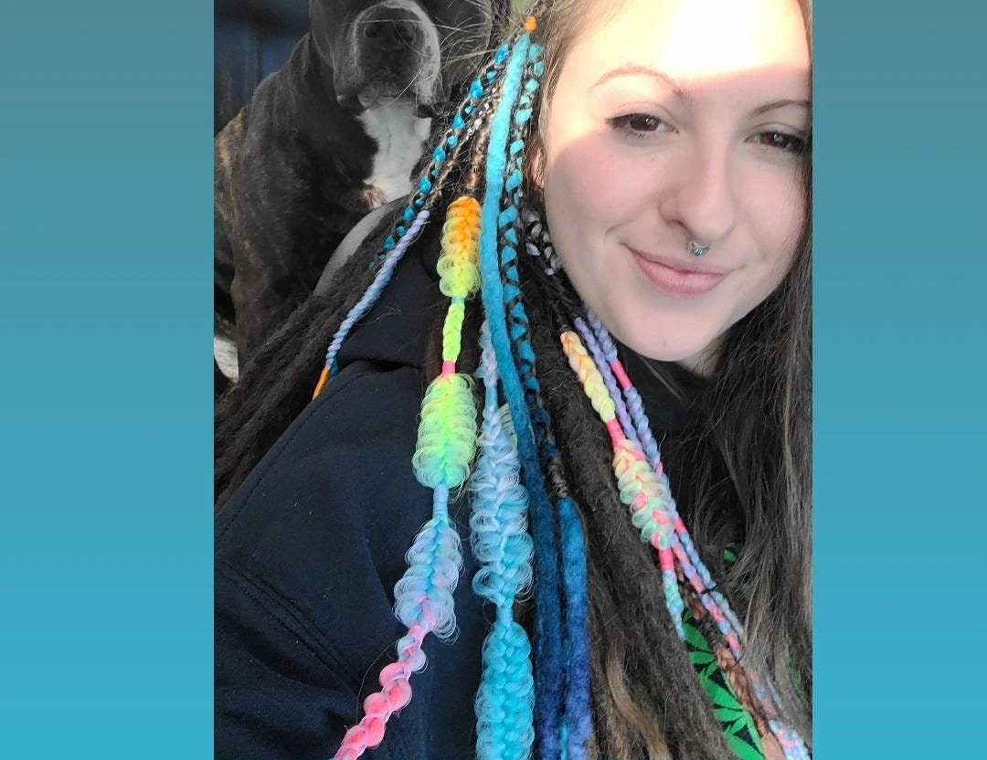 Neon pastel Unicorn Rainbow Fairy unicorn Braids accent set of 8 mixed puffy, fishtail, box, mixed braids.
