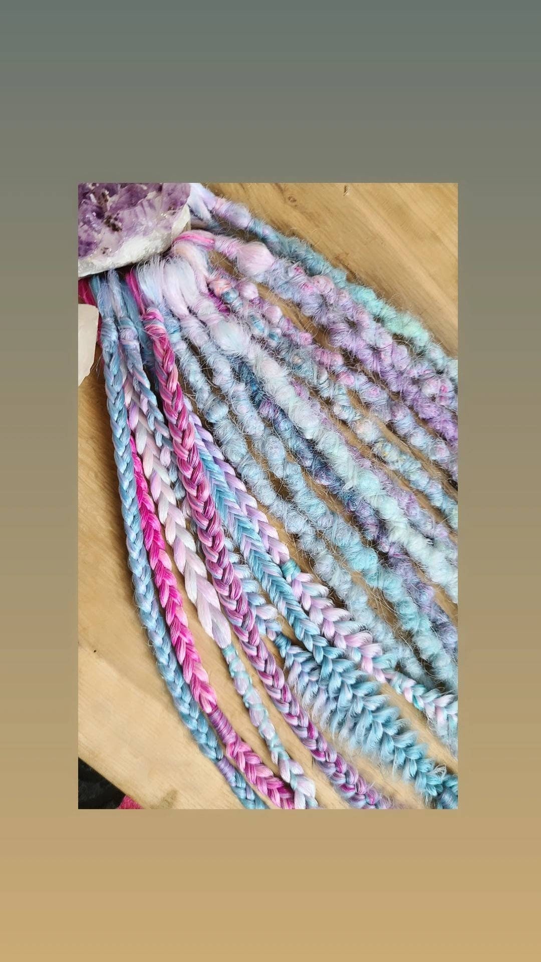 Black and Pastel Unicorn Vibes Dreads and Braids accent set. Blue pink purple black hair extensions