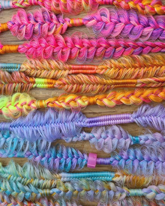 Neon pastel Unicorn Rainbow Fairy unicorn Braids accent set of 8 mixed puffy, fishtail, box, mixed braids.
