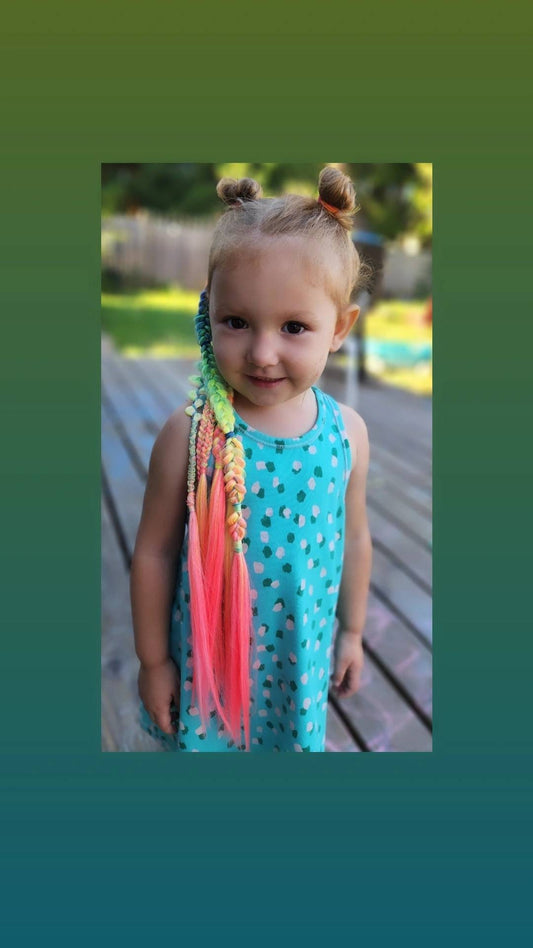 Bright Neon Rainbow Braids on Elastics