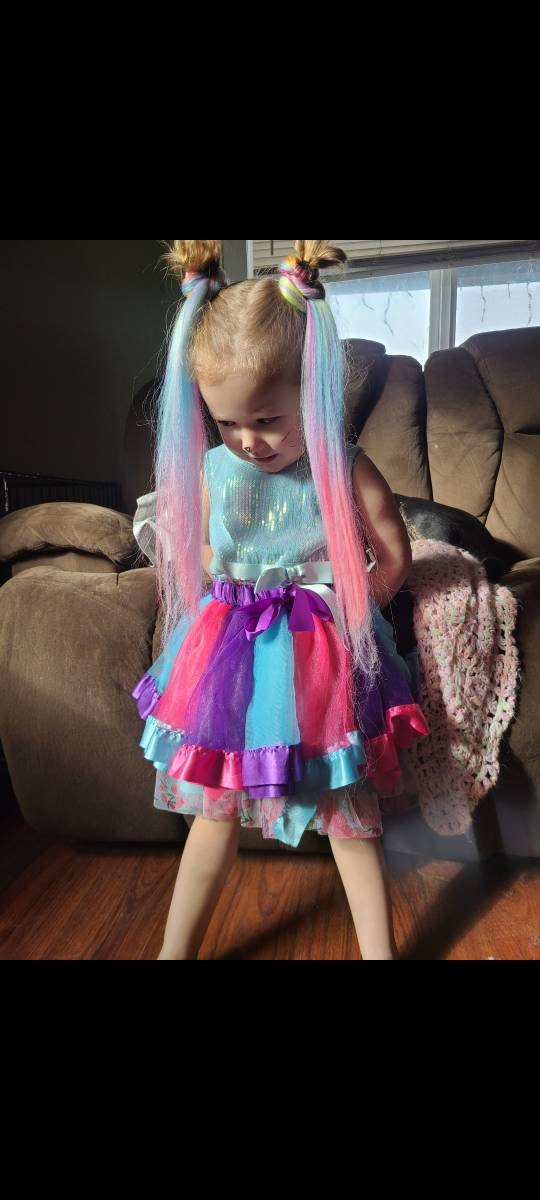 Bright Neon Rainbow Braids on Elastics