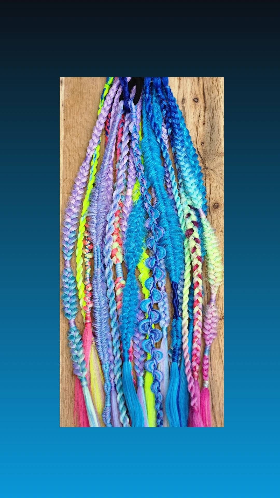 Pastel Unicorn Braids accent set of 6 mixed puffy, fishtail, box, mixed braids