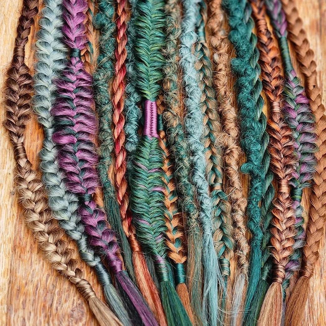 Autumn Witchy Forest Vibes Braids. Set of 10 Single Ended Mixed Braids. Plum Latte Ginger Pine Sage Brown Red Orange