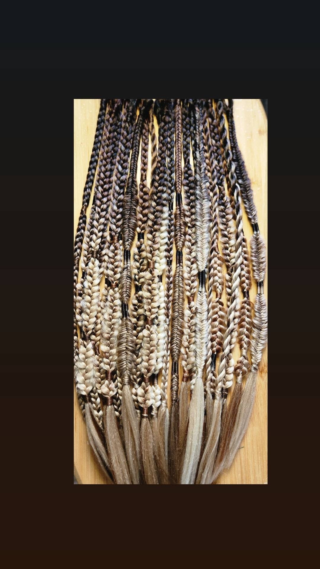 Custom for Autumn 16 SE  Brown to Golden Blonde Ombre Mixed puffy and fishtail braids