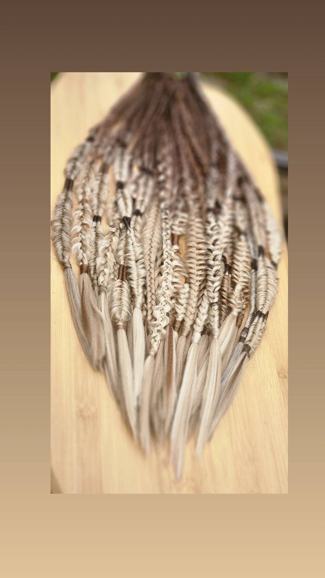 Custom set of 8 Autumn Brown to Golden or Platinum Blonde Ombre Mixed puffy and fishtail braids. Similar to what's pictured